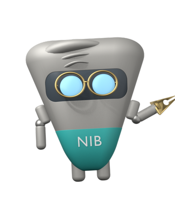 Nib holding its gold nib out to mark something