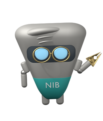 Nib raising its gold nib as if reviewing a page